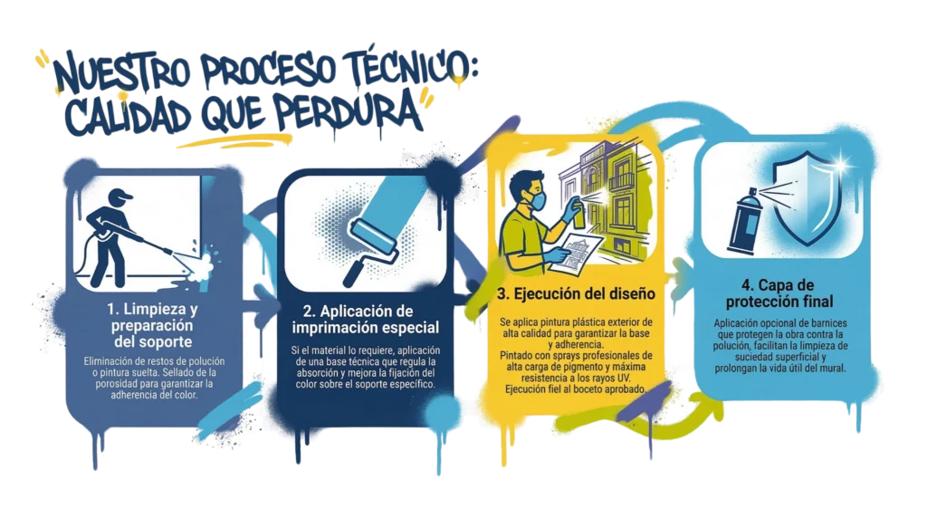 proceso creativo graffitis en fachadas